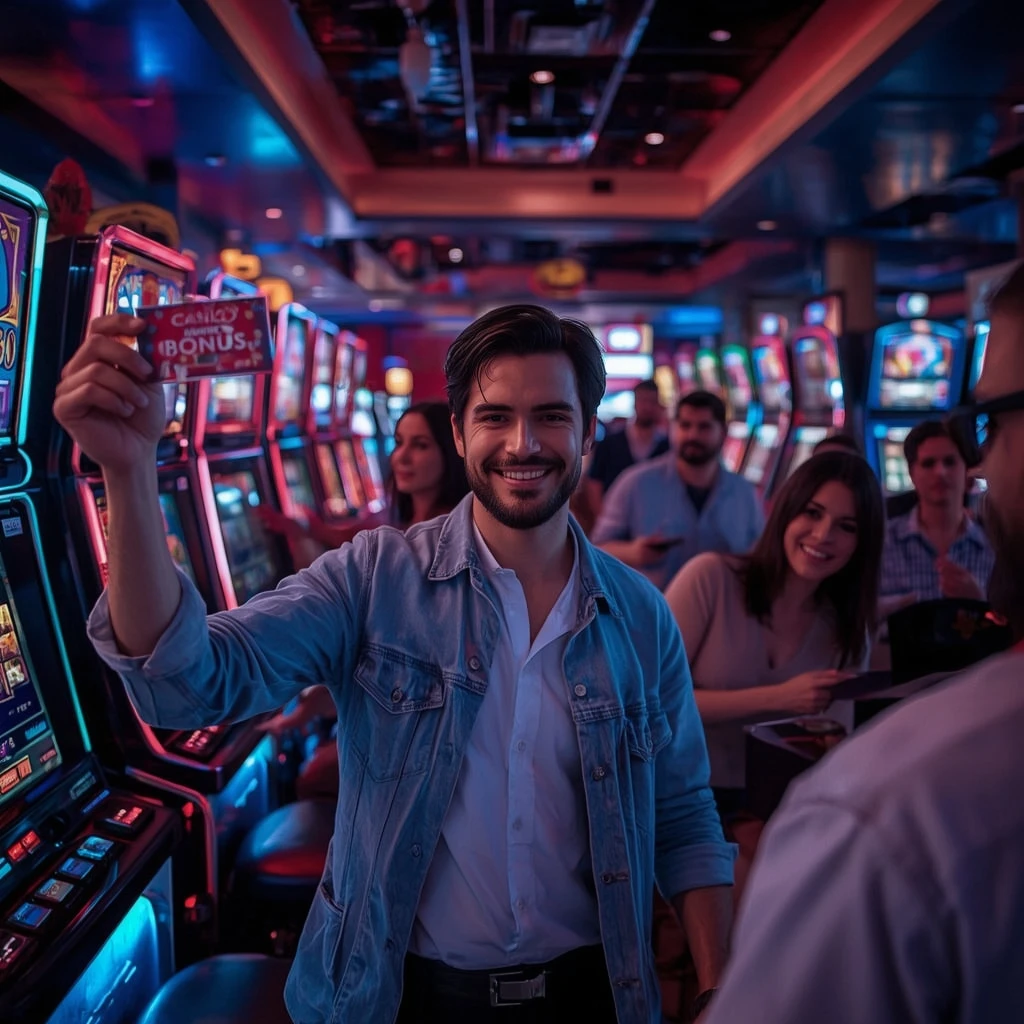 une personne tenant un bonus de Happy Hugo Casino